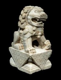 A Chinese Carved White Mable Figure of Fu Lion