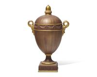 A Wedgwood Parcel-Gilt Brown Jasperware Covered Urn