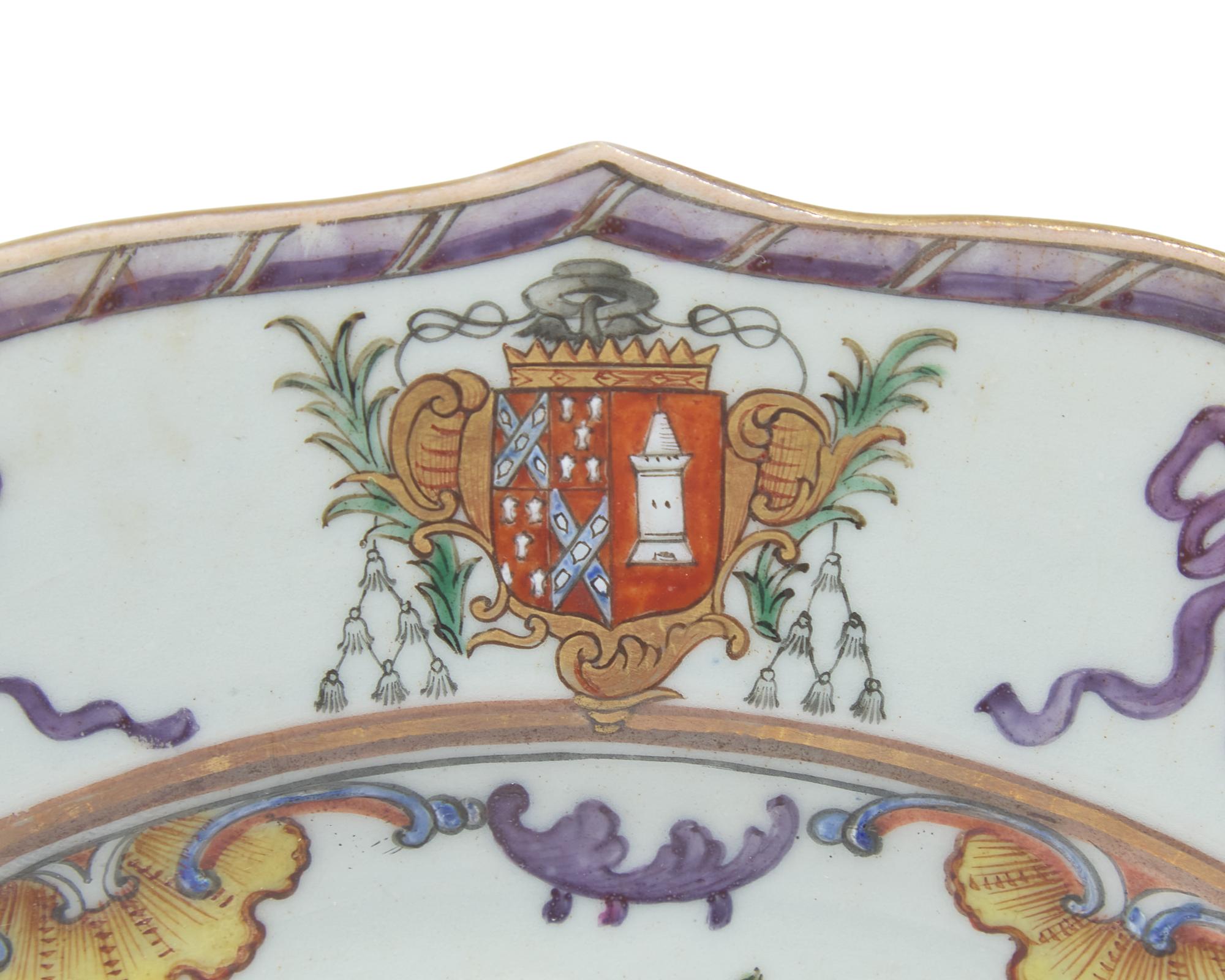 A rare and important group of nine Chinese Export porcelain tablewares from the "Saldanha Dinner Service," late 18th century