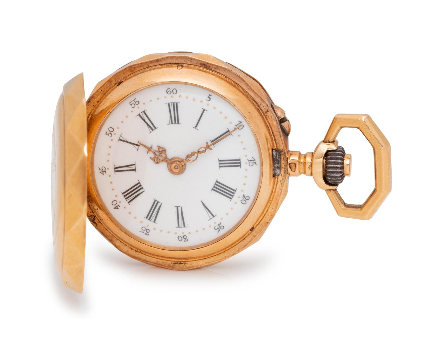 An 18 Karat Yellow Gold Hunter Case Pocket Watch,