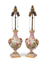 A Pair of Capodimonte Porcelain Vases
