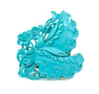 A 14 Karat Yellow Gold and Turquoise Butterfly Motif Brooch, 9.20 dwts.