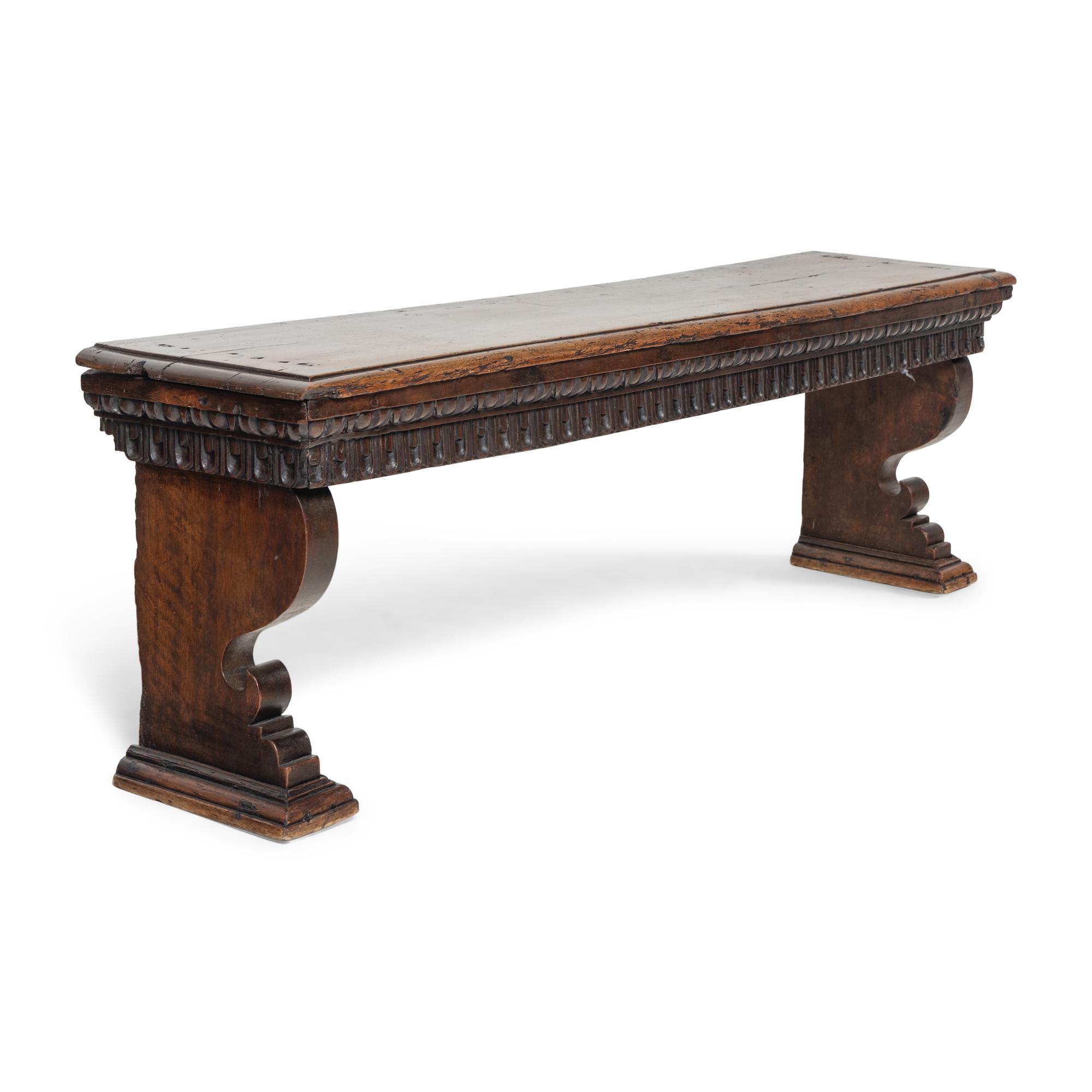 An Italian Renaissance Style Carved Walnut Bench