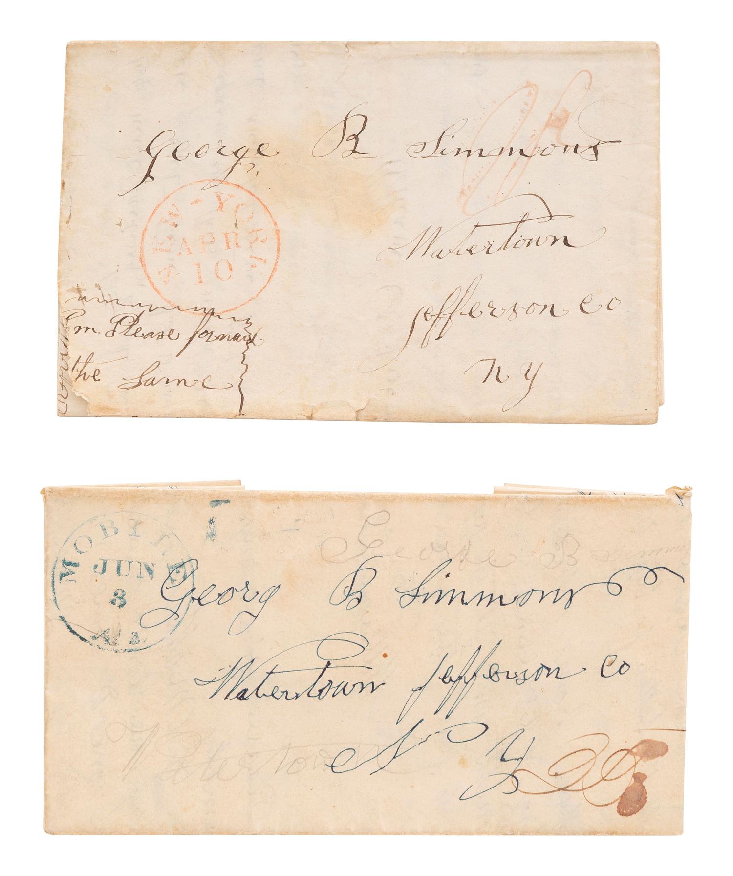 [ENSLAVEMENT]. Letter describing jailed slaves and purchase of a "yellow girl." Mobile, AL, 1841.