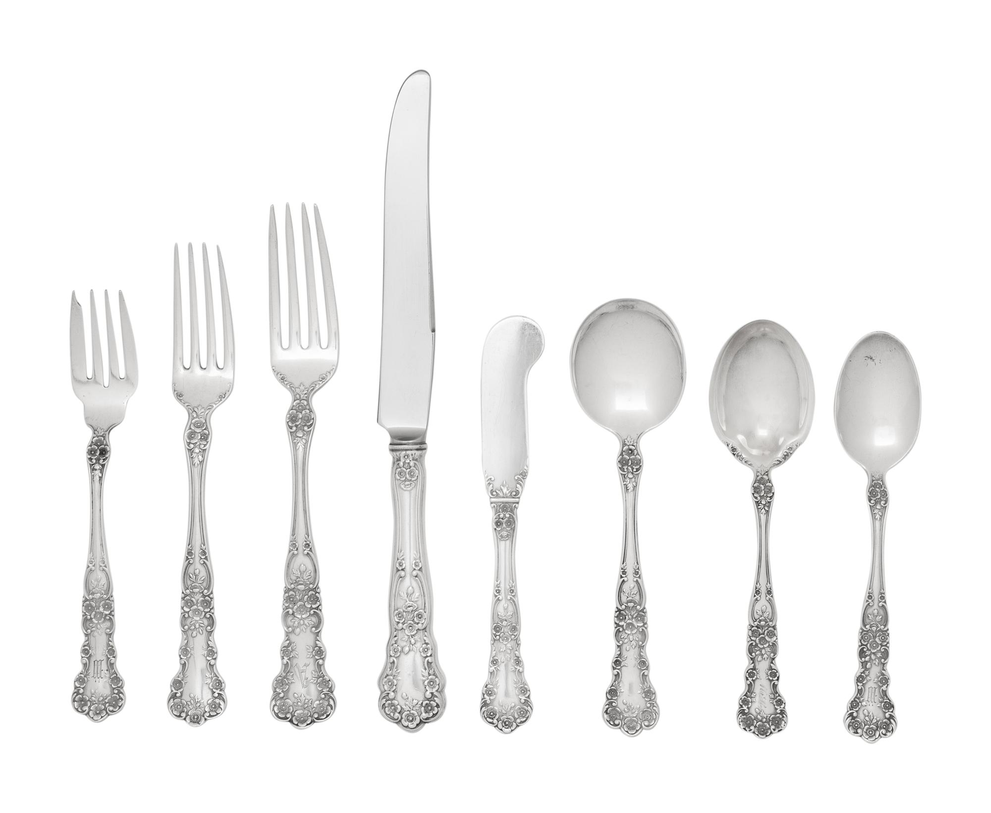 A Collection of American Silver Flatware Articles