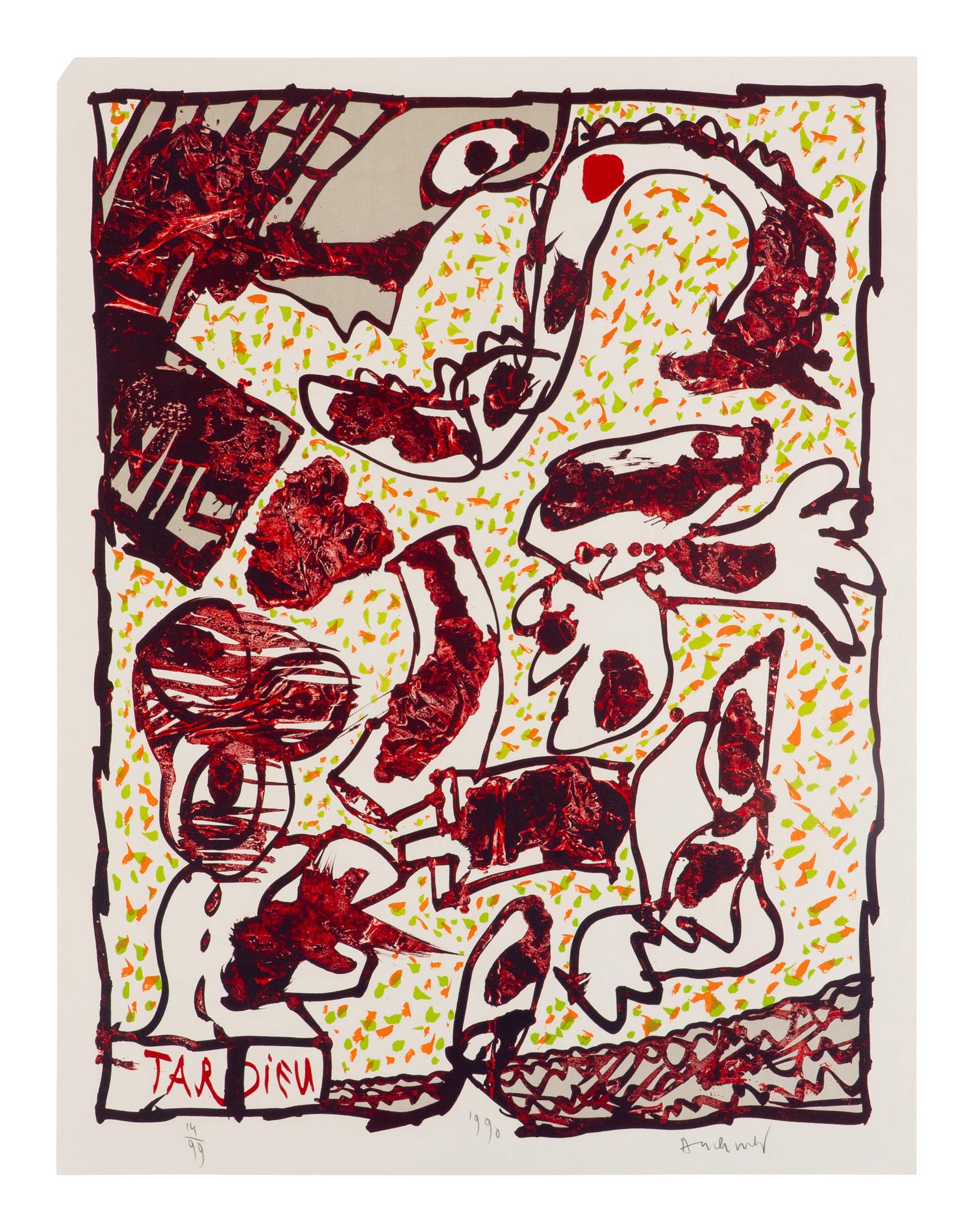 Tardieu, Dame Taride, Taches d'exclamation, Quatre arrondissements, and Le Layetier (5 works), ca. 1982-1990