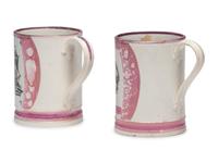 Two Sunderland Luster Frog Mugs