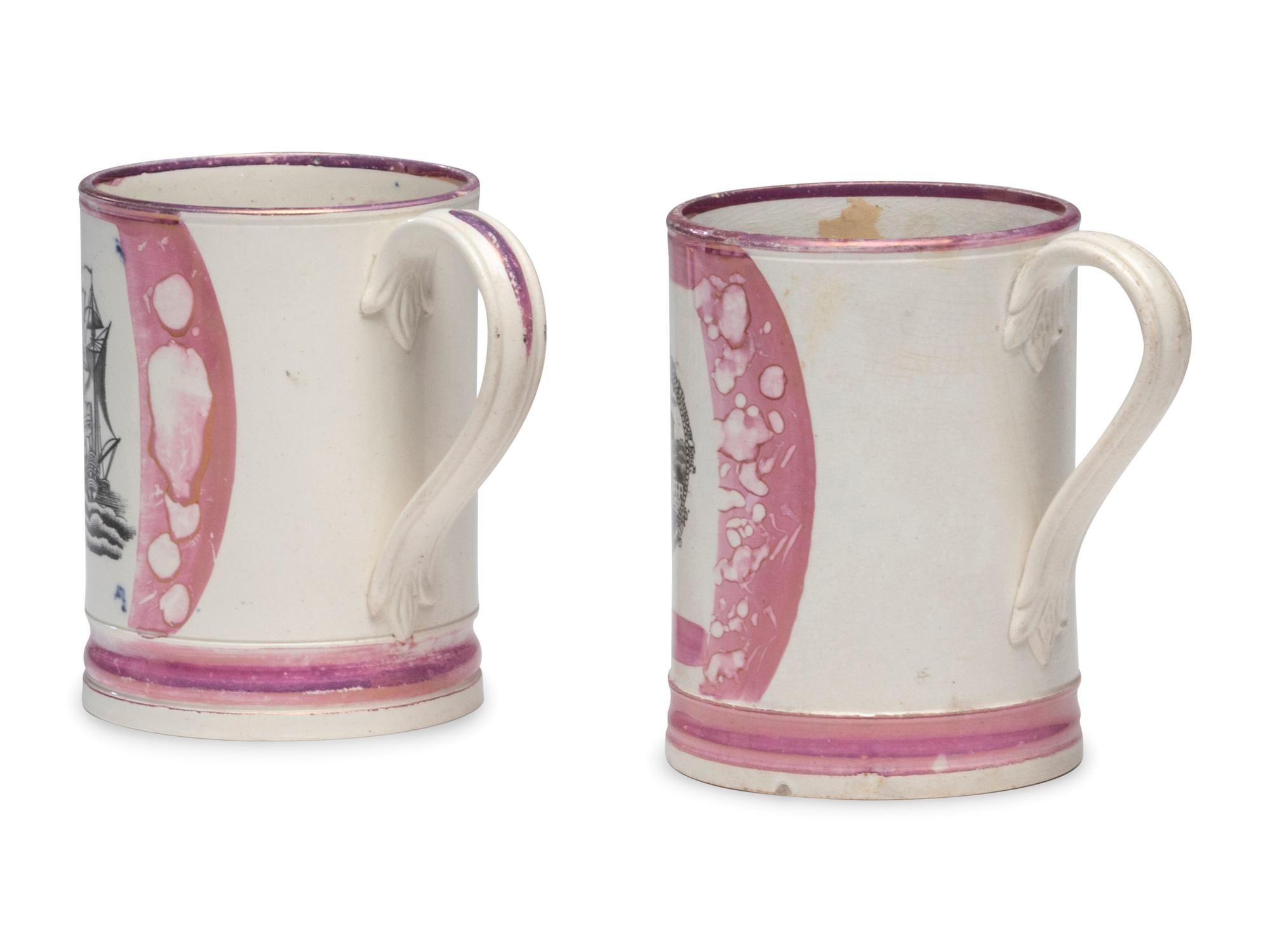 Two Sunderland Luster Frog Mugs