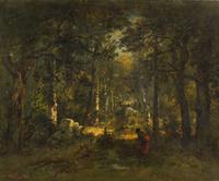Narcisse Virgil Diaz de la Pena, (French, 1808 - 1876), Woman Collecting Firewood at Fontainebleau, 1866