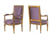 A Pair of Louis XVI Style Giltwood Fauteuils