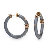 La Nouvelle Bague, Sterling Silver, Yellow Gold, and Enamel Hoop Earrings