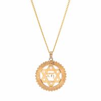 Enamel and Yellow Gold Star of David Pendant Necklace