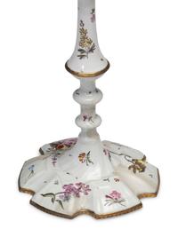 A Pair of Battersea Enamel Candlesticks