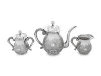 A Japanese Silver Three-Piece Tea Service