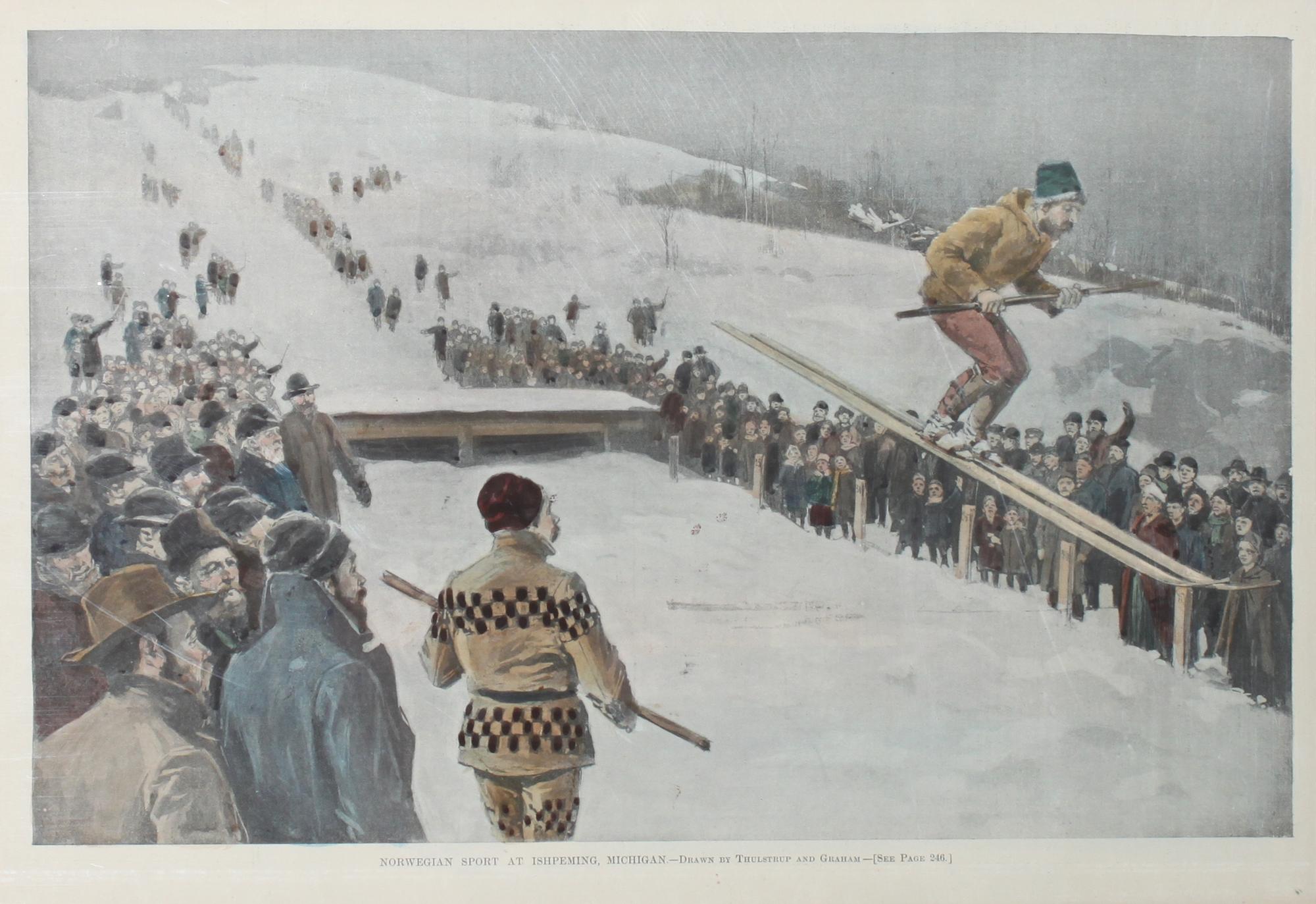 Six Hand Colored Winter Sports Prints Height 15 x width 10 inches (largest) — LATE 19th CENTURY
