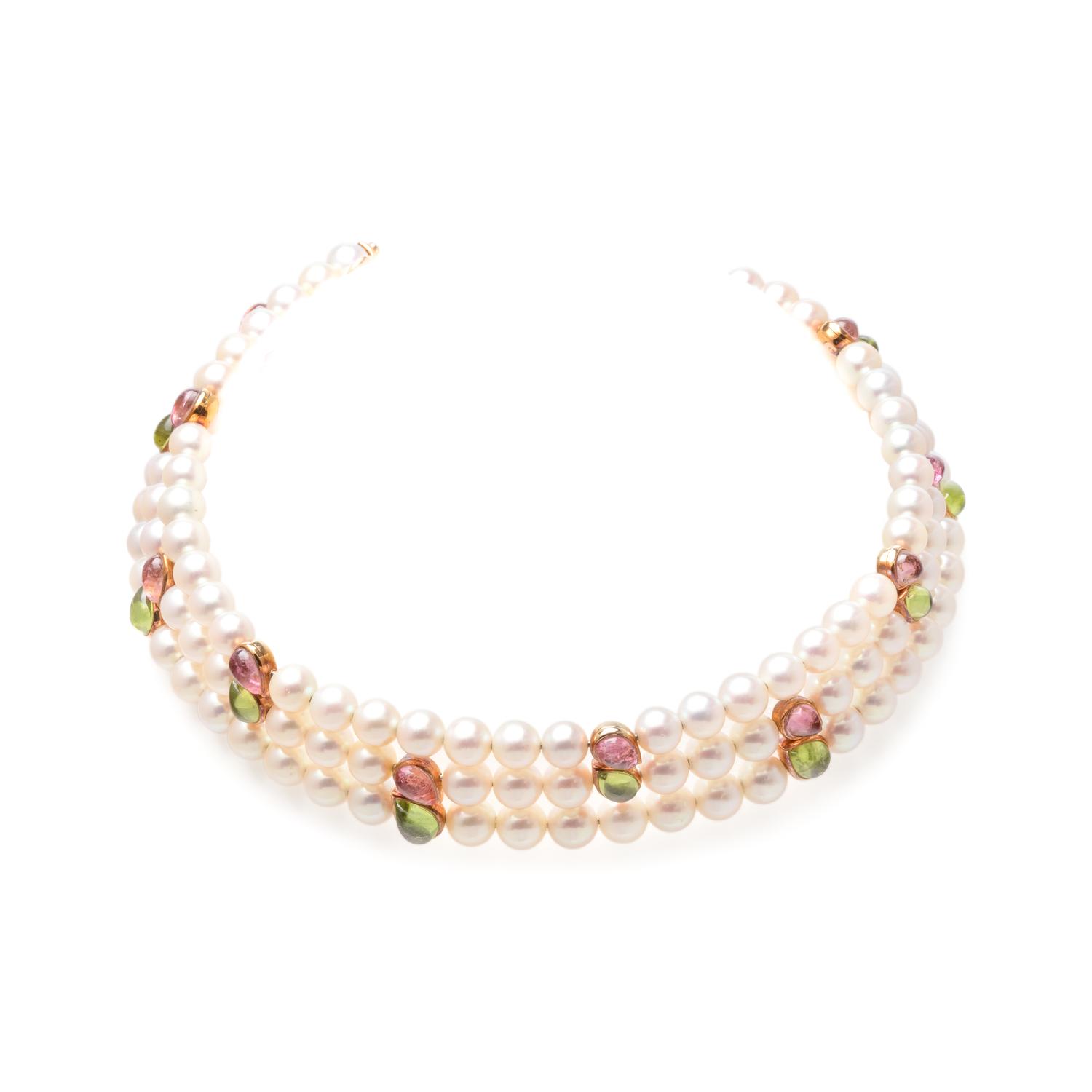 VAN CLEEF & ARPELS, CULTURED PEARL AND GEMSTONE SET
