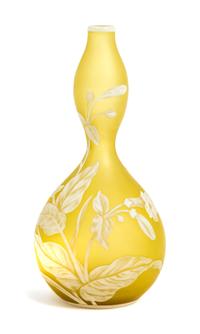 Stevens & Williams, LATE 19TH CENTURY, a cameo glass vase, of double gourd form with floral decoration