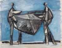 Two Fishermen on the Beach (Due pescatori sulla spiaggia) , c. 1955