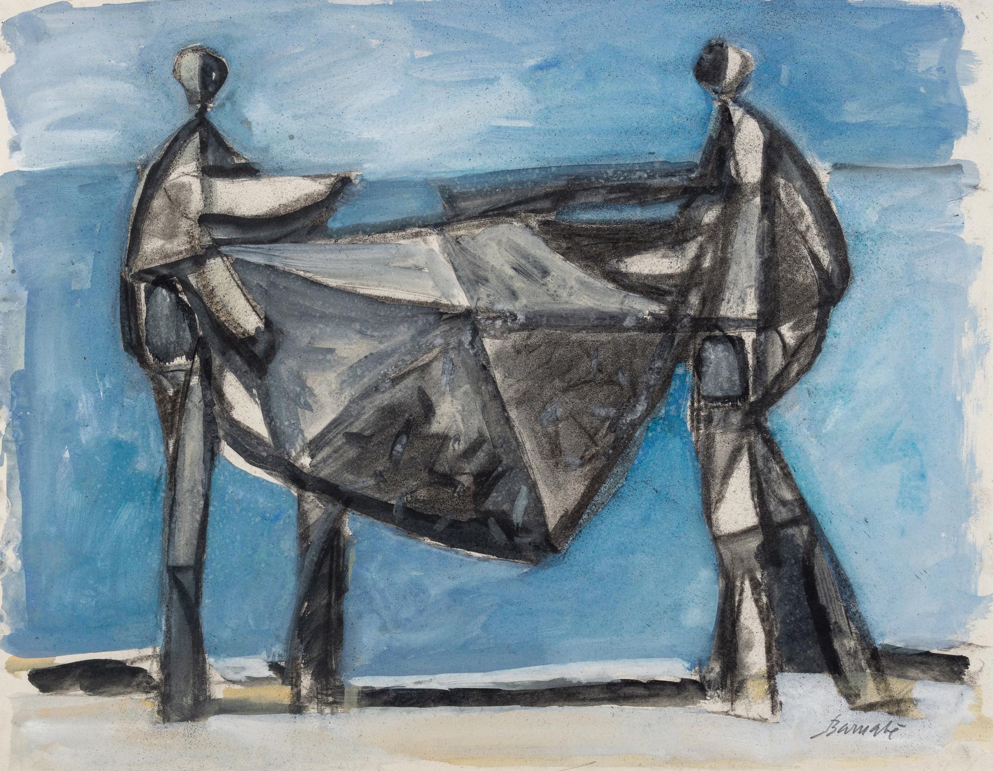 Two Fishermen on the Beach (Due pescatori sulla spiaggia) , c. 1955