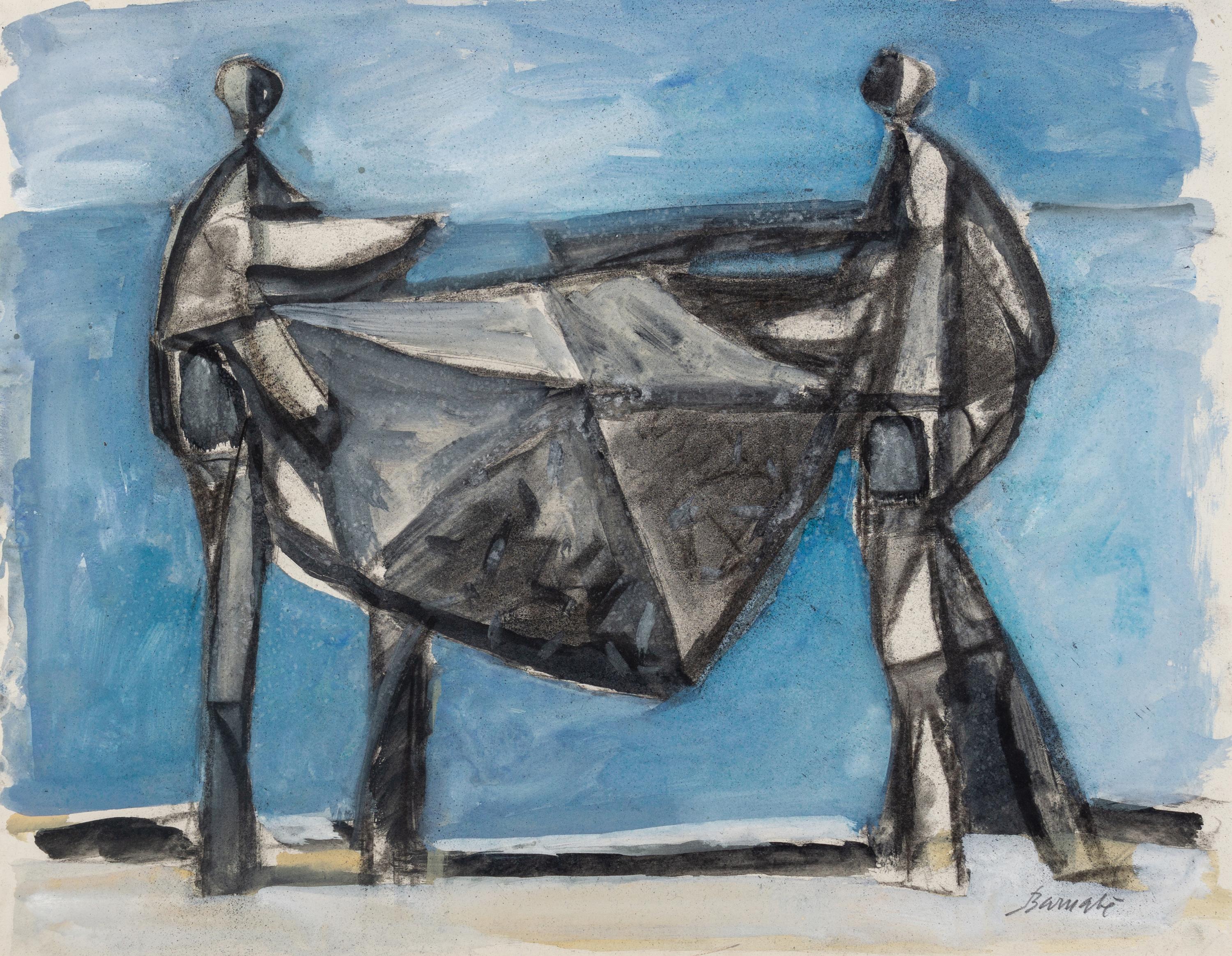 Two Fishermen on the Beach (Due pescatori sulla spiaggia) , c. 1955