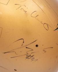 A Multi-Signed Autograph Notre Dame Football Legends Helmet Formerly Displayed at Mike Ditka's Restaurant