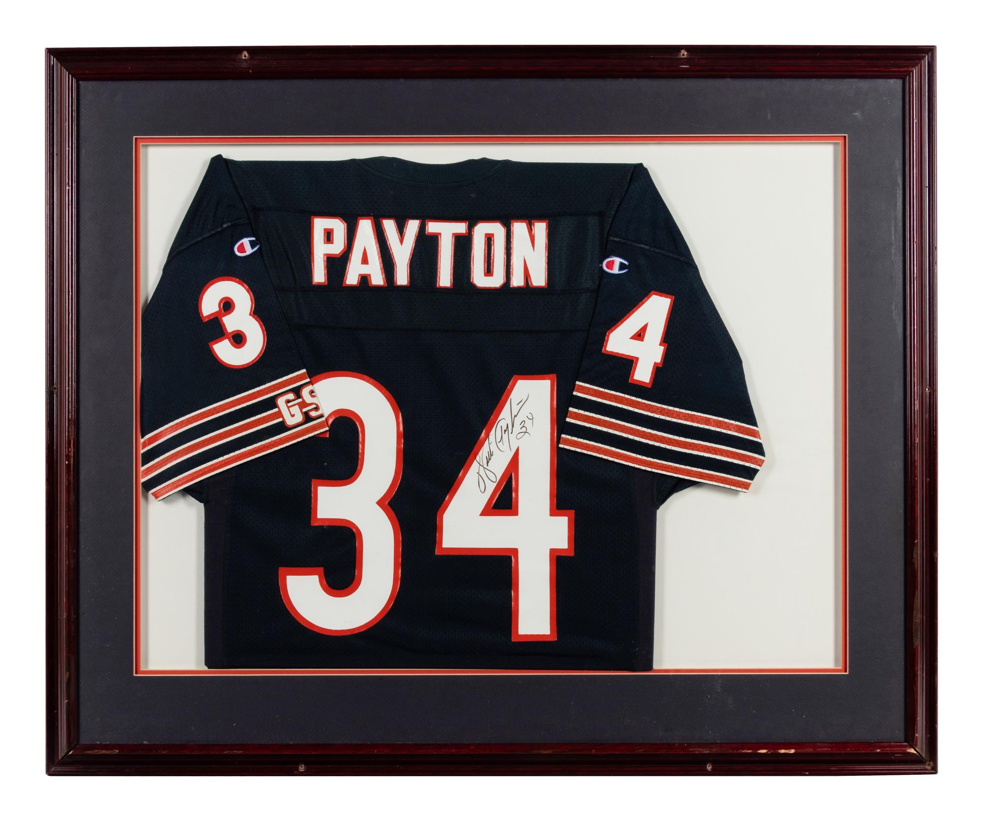 A Chicago Bears Jersey Display Signed by Walter Payton Formerly Displayed at Mike Ditka’s Restaurant