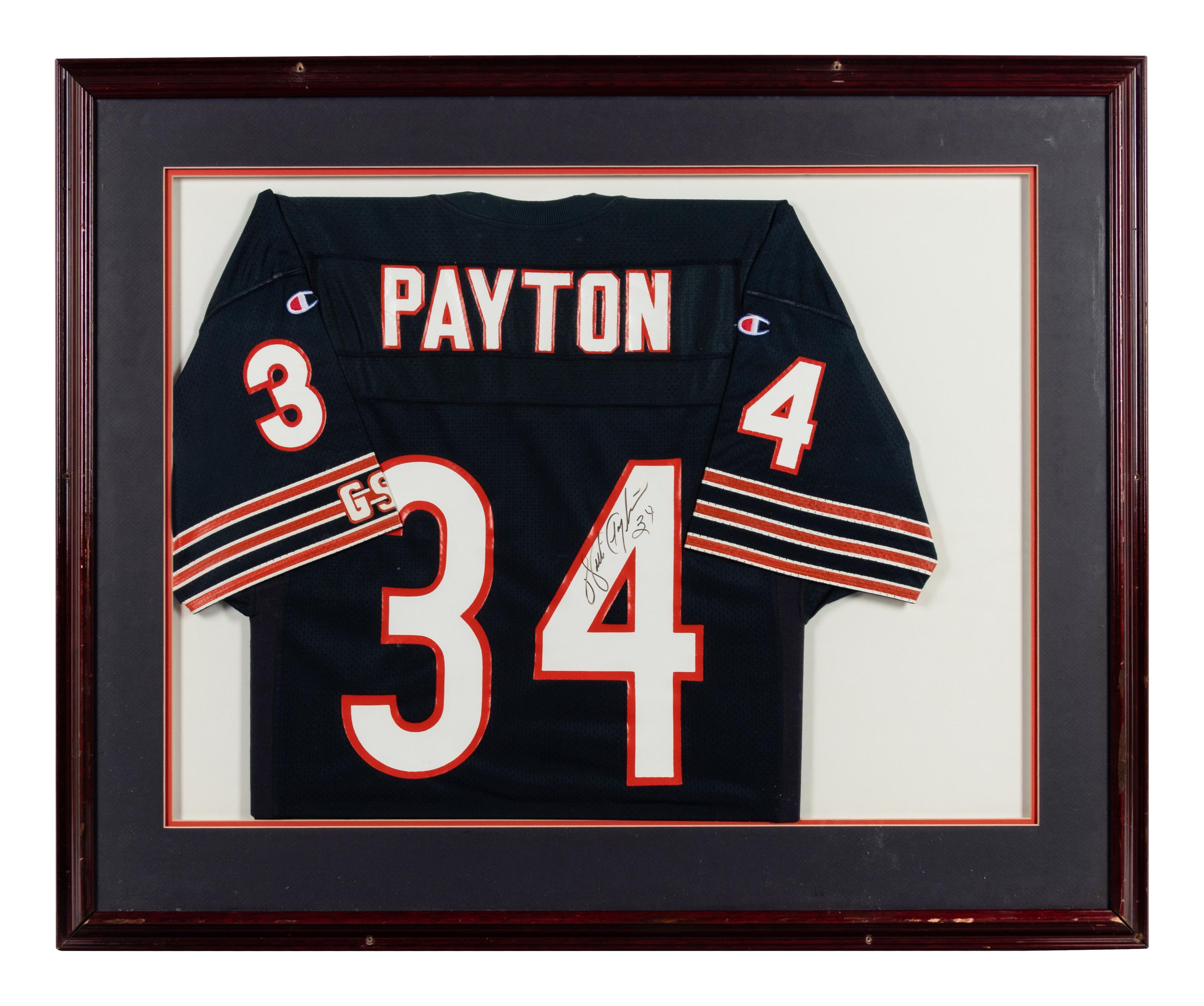 A Chicago Bears Jersey Display Signed by Walter Payton Formerly Displayed at Mike Ditka’s Restaurant