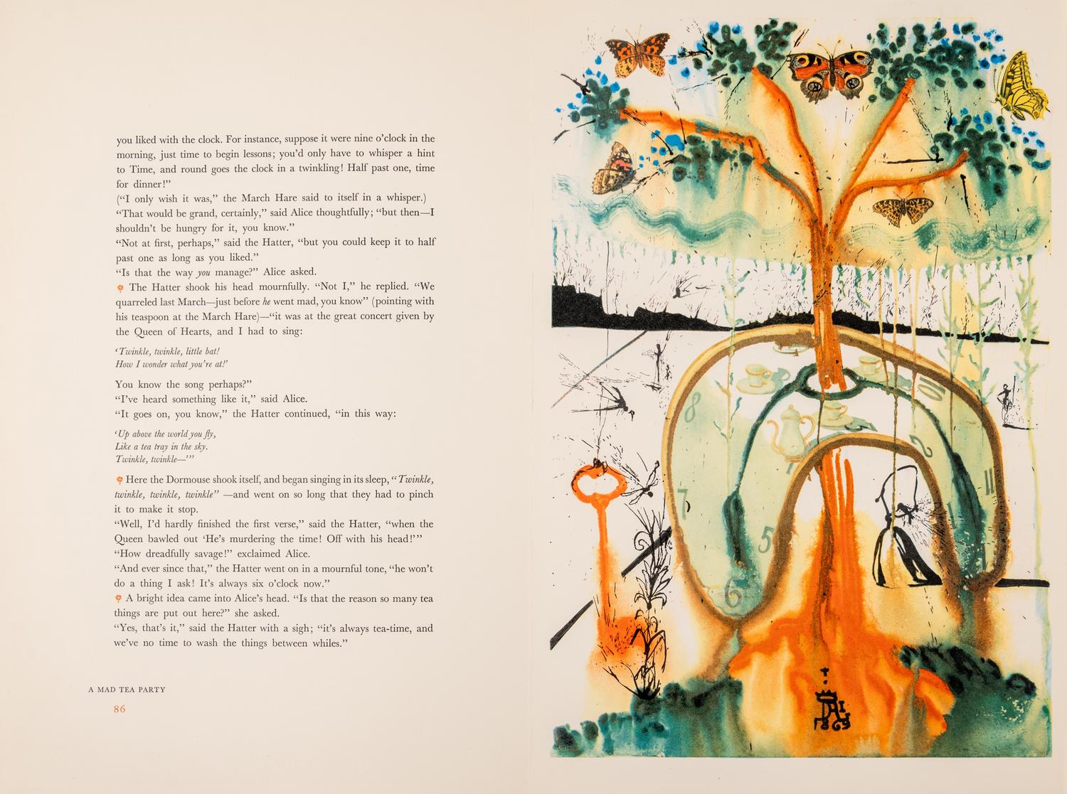 [ARTIST'S BOOK]. DALI, Salvador (1904-1989), illustrator. -- DODGSON, Charles Lutwidge (“Lewis Carroll”) (1832-1898). Alice in Wonderland . New York: W.U.C.U.A. and Maecenas Press - Random House, 1969.