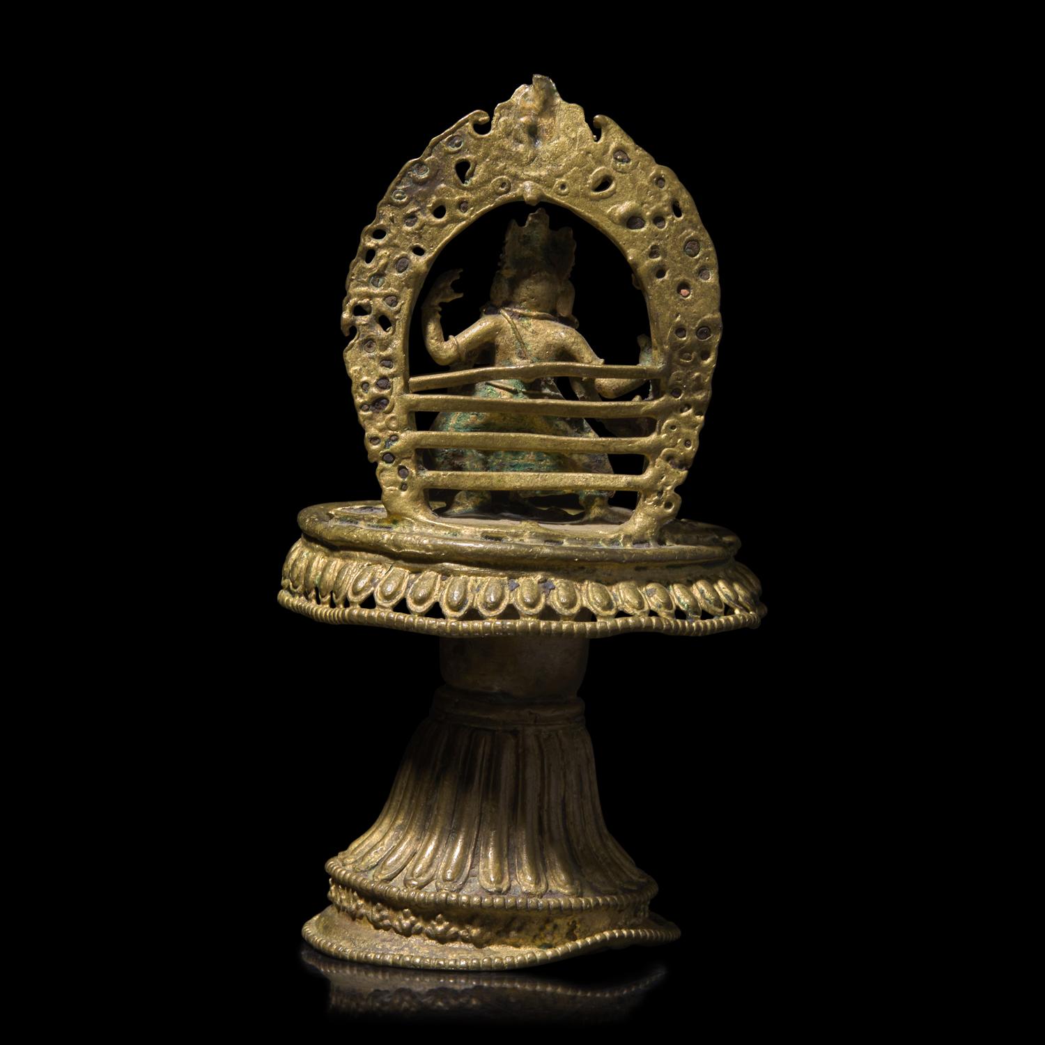 A Small Nepalese Copper Alloy Lamp with Ganesha, 19th Century or Later