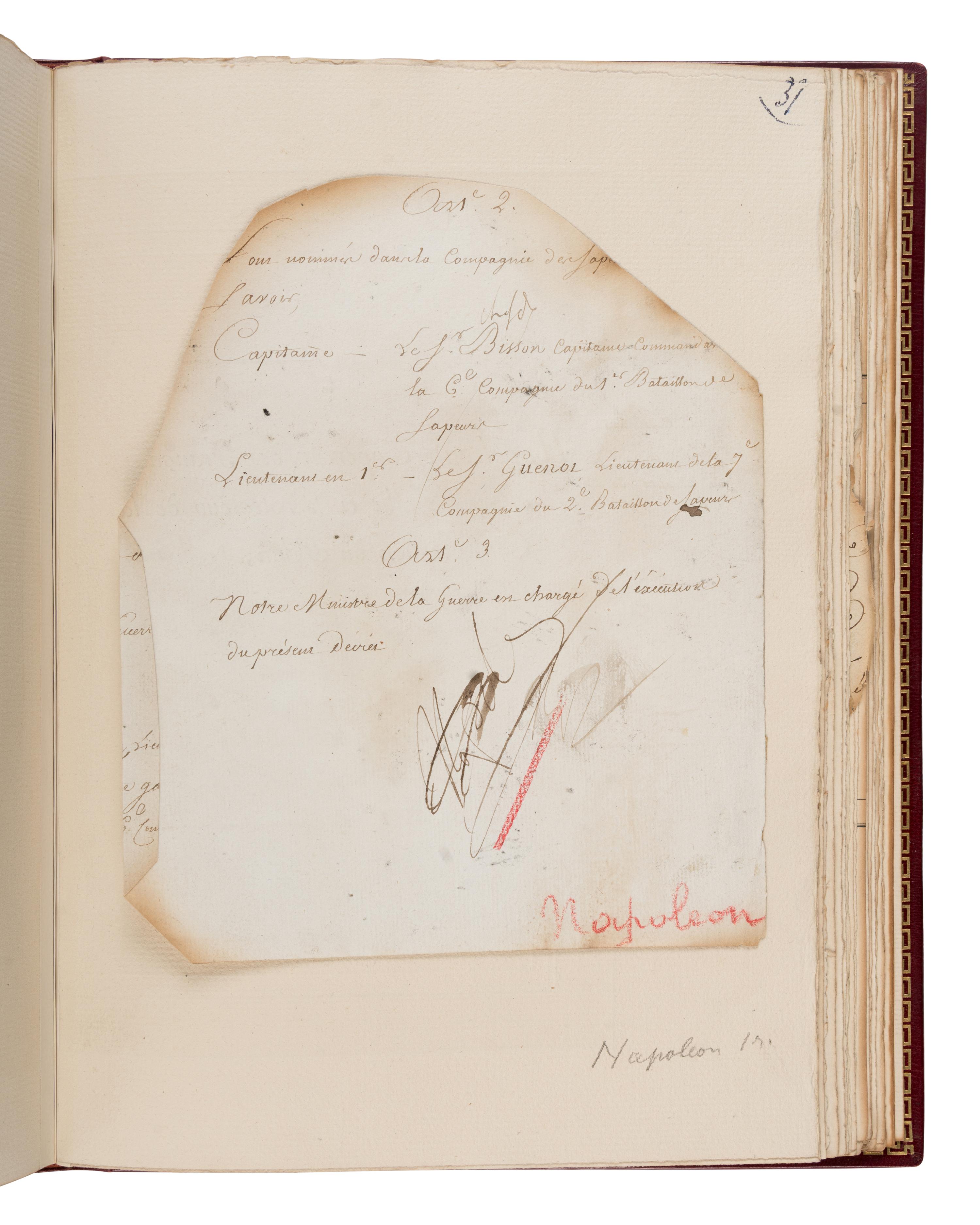 [Napoleon I (1769-1821), et al]. An archive of 123 signed documents, Paris, 1785-1818, salvaged from the 1871 fire at the Tuileries Palace.