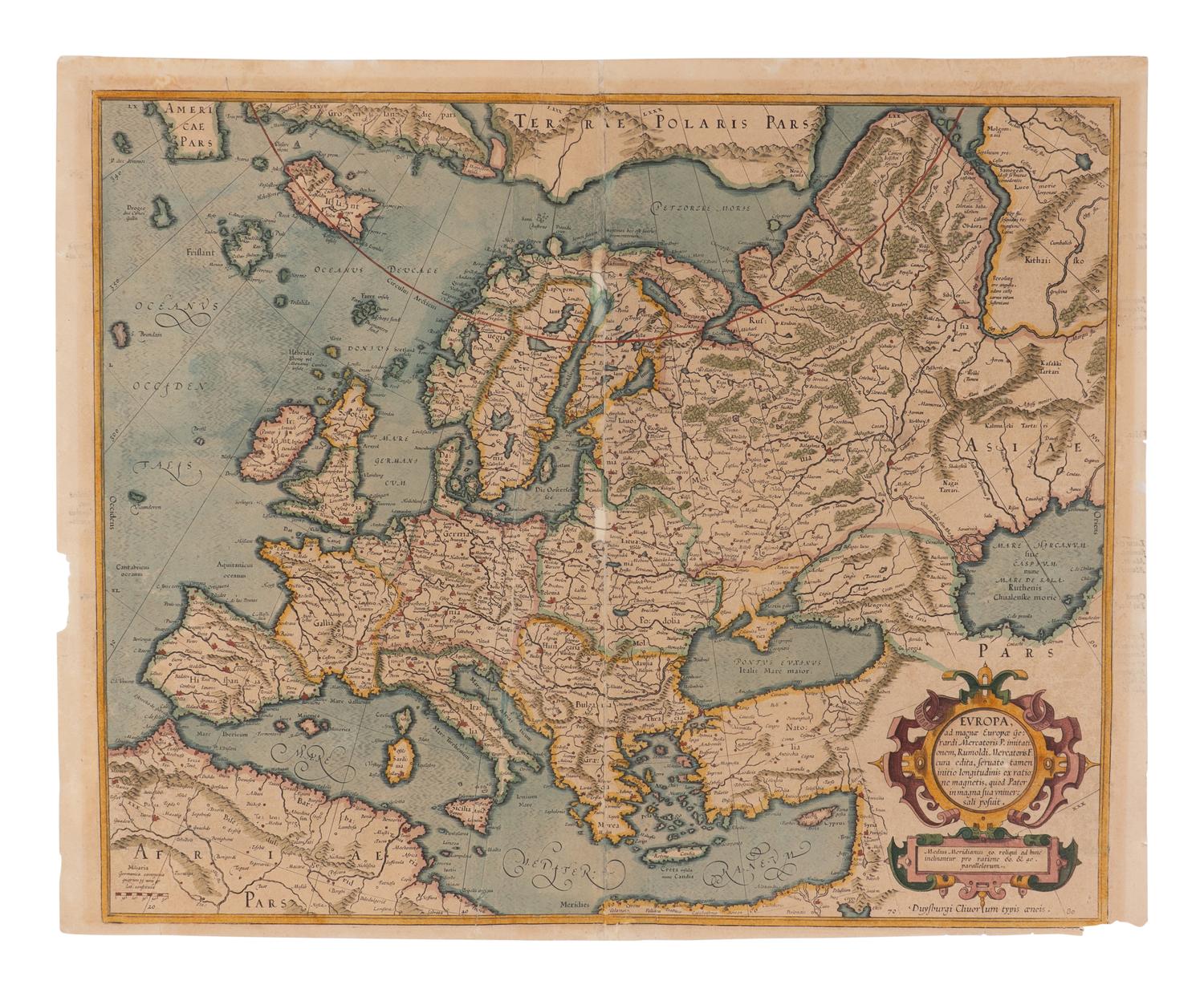 [Maps & Atlases] Mercator, Gerard. Group of 4 Hand-Colored Engraved Maps