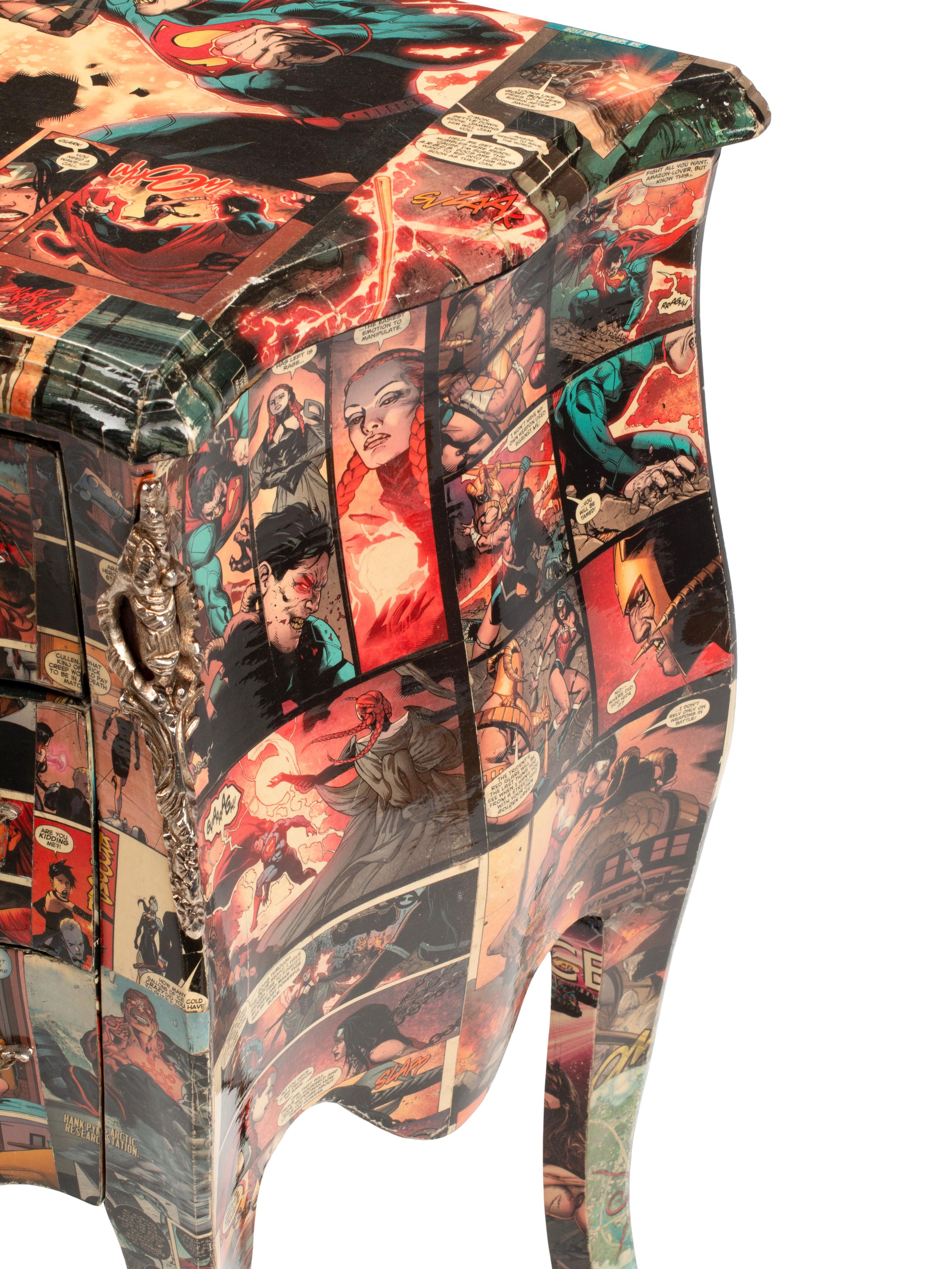 A Pair of Comic-Découpaged Night Stands