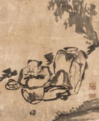 Anonymous, (QING DYNASTY), Man with a Jar underneath Tree