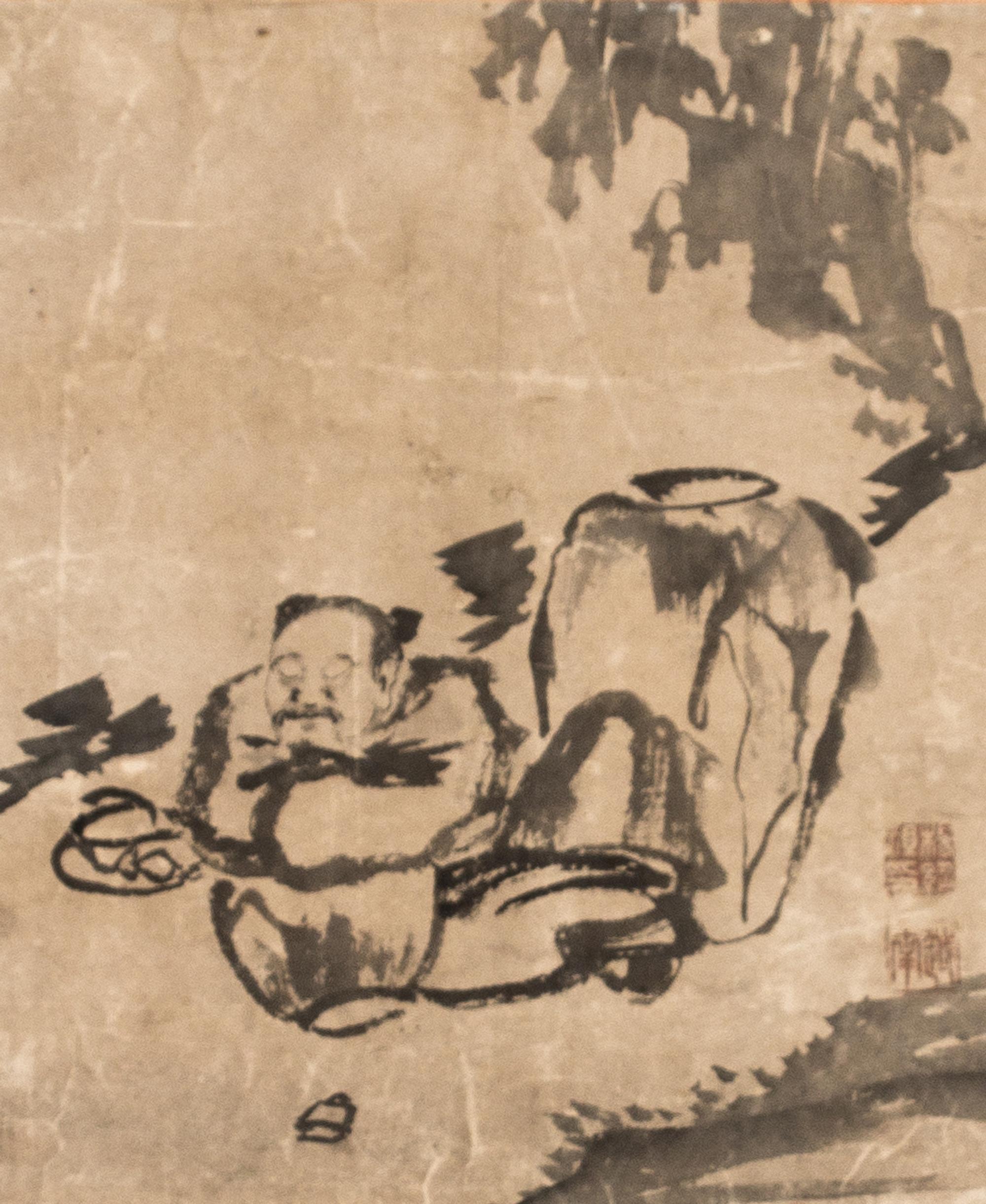 Anonymous, (QING DYNASTY), Man with a Jar underneath Tree