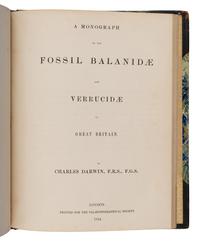 Darwin, Charles (1809-1885). A Monograph on the Fossil Lepadidae, or, Pedunculated Cirripedes of Great Britain . [And:] A Monograph of the Fossil Balanidae and Verrucidae of Great Britain . London: [C. and J. Adlard for] Paleontographical Society, 1851, 1854, [Index to vol. II, 1858].