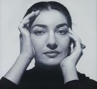 CALLAS, Maria (1923-1977). Autograph note signed (“Maria Meneghini Callas”), to Alda Girouset. N.p., 1954. 1 page, oblong 8vo, 142 x 210 mm, on an autograph book sheet, matted and framed with 3 photographic portraits of Callas, including one after an image by Cecil Beaton.