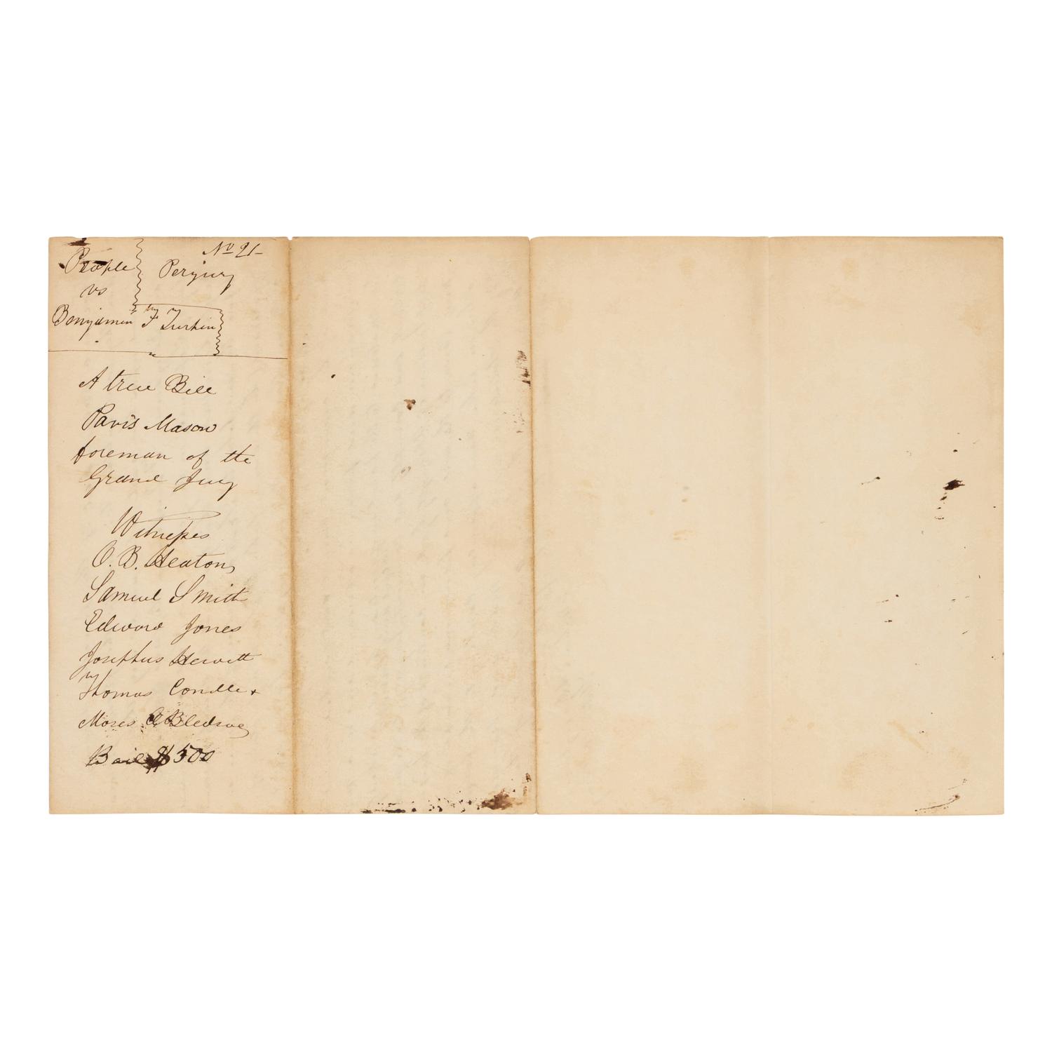 DOUGLAS, Stephen Arnold (1813-1861). A group of 14 documents and letters relating to Douglas's legal and political career, ca 1834-1857, comprising: