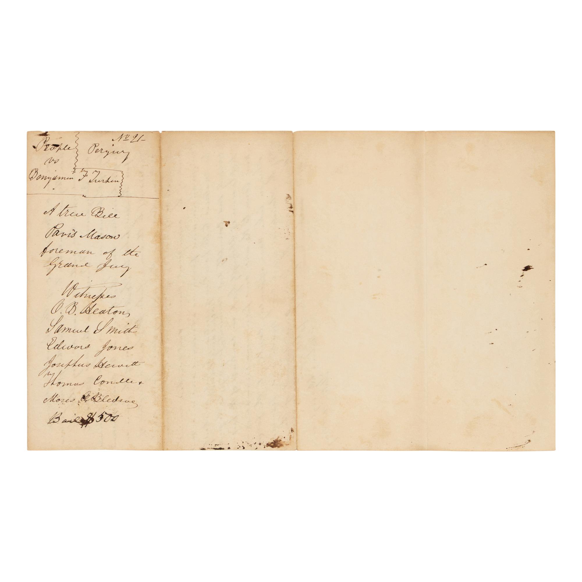 DOUGLAS, Stephen Arnold (1813-1861). A group of 14 documents and letters relating to Douglas's legal and political career, ca 1834-1857, comprising: