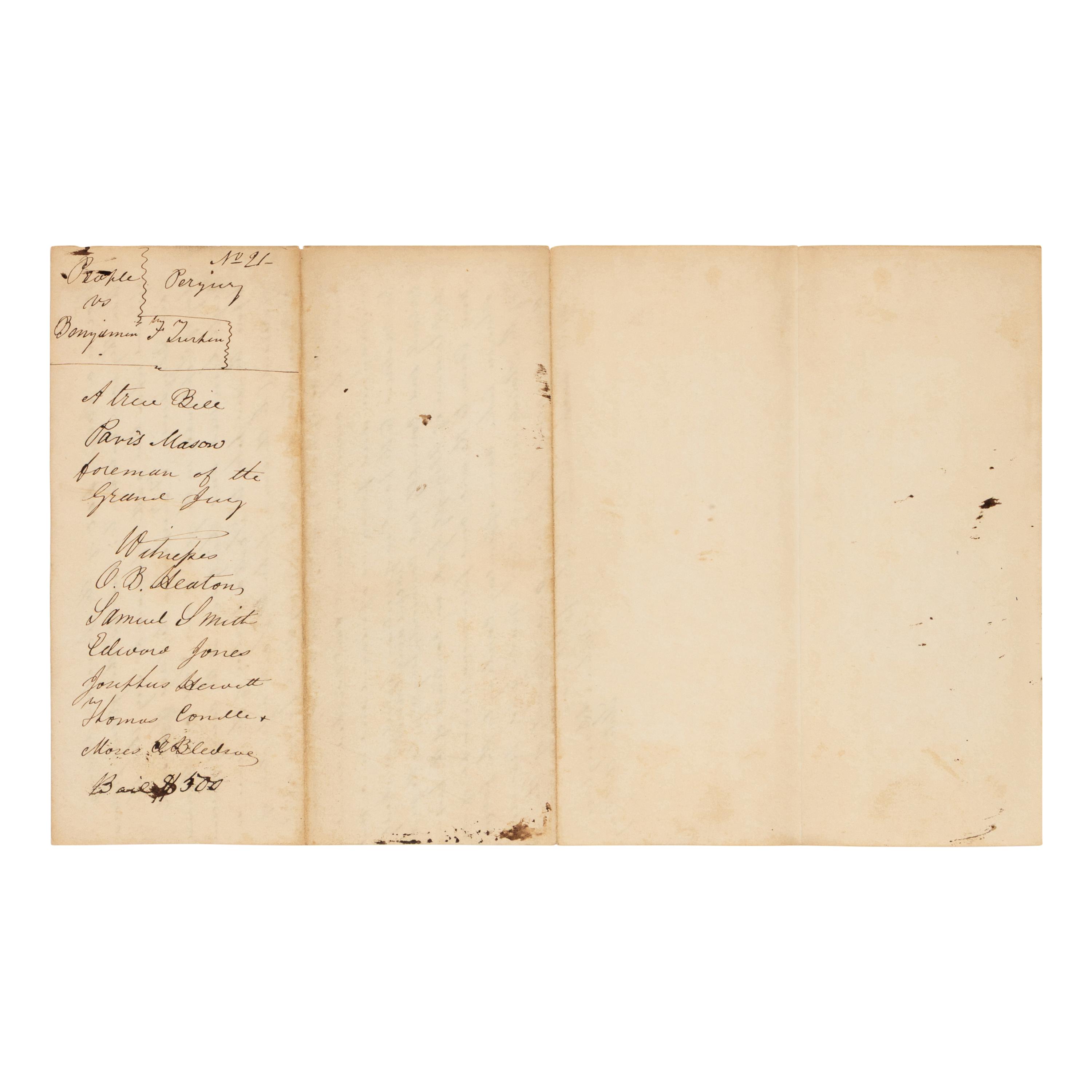 DOUGLAS, Stephen Arnold (1813-1861). A group of 14 documents and letters relating to Douglas's legal and political career, ca 1834-1857, comprising: