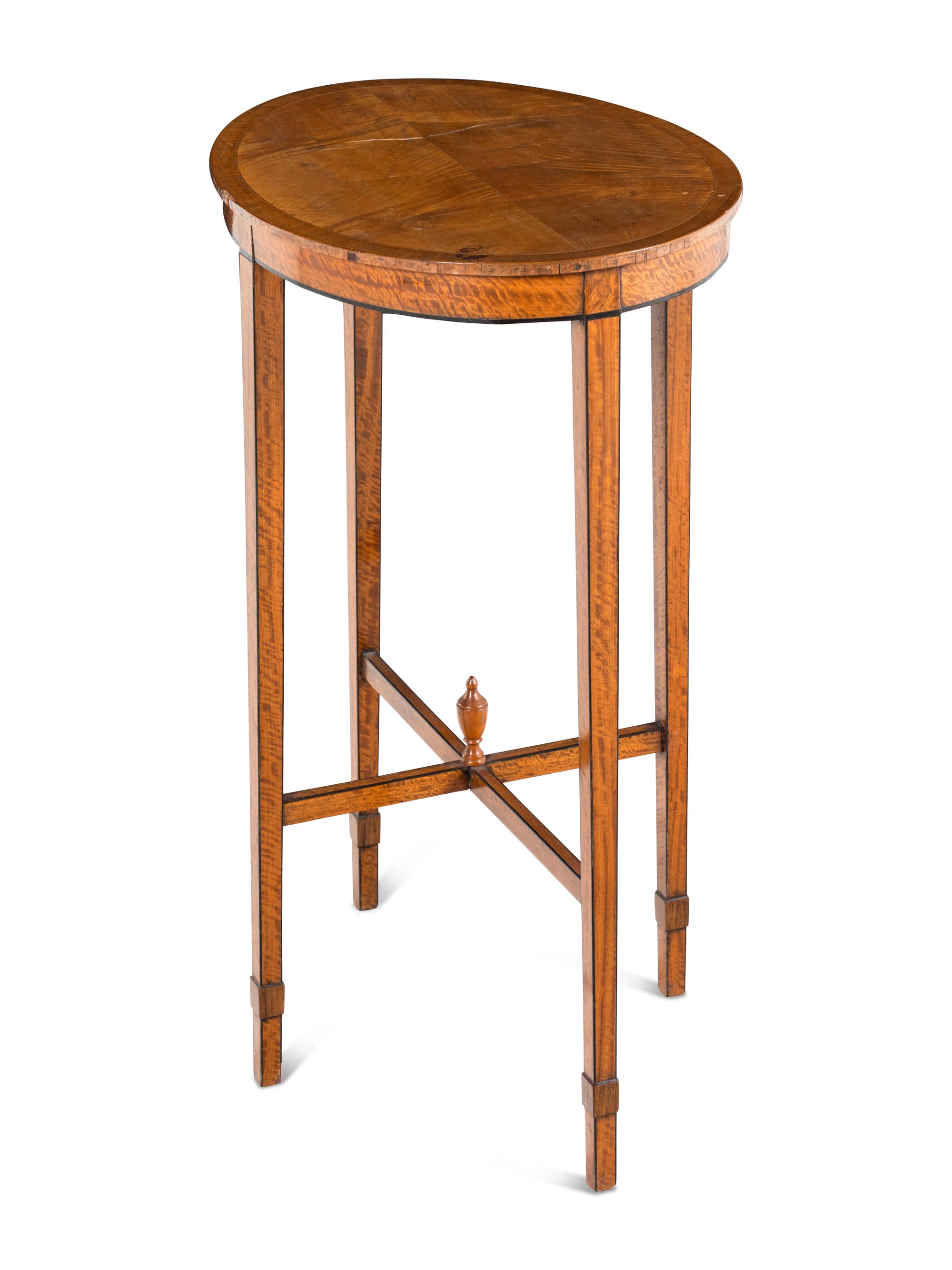 A George III Ebony-Inlaid Satinwood Side Table