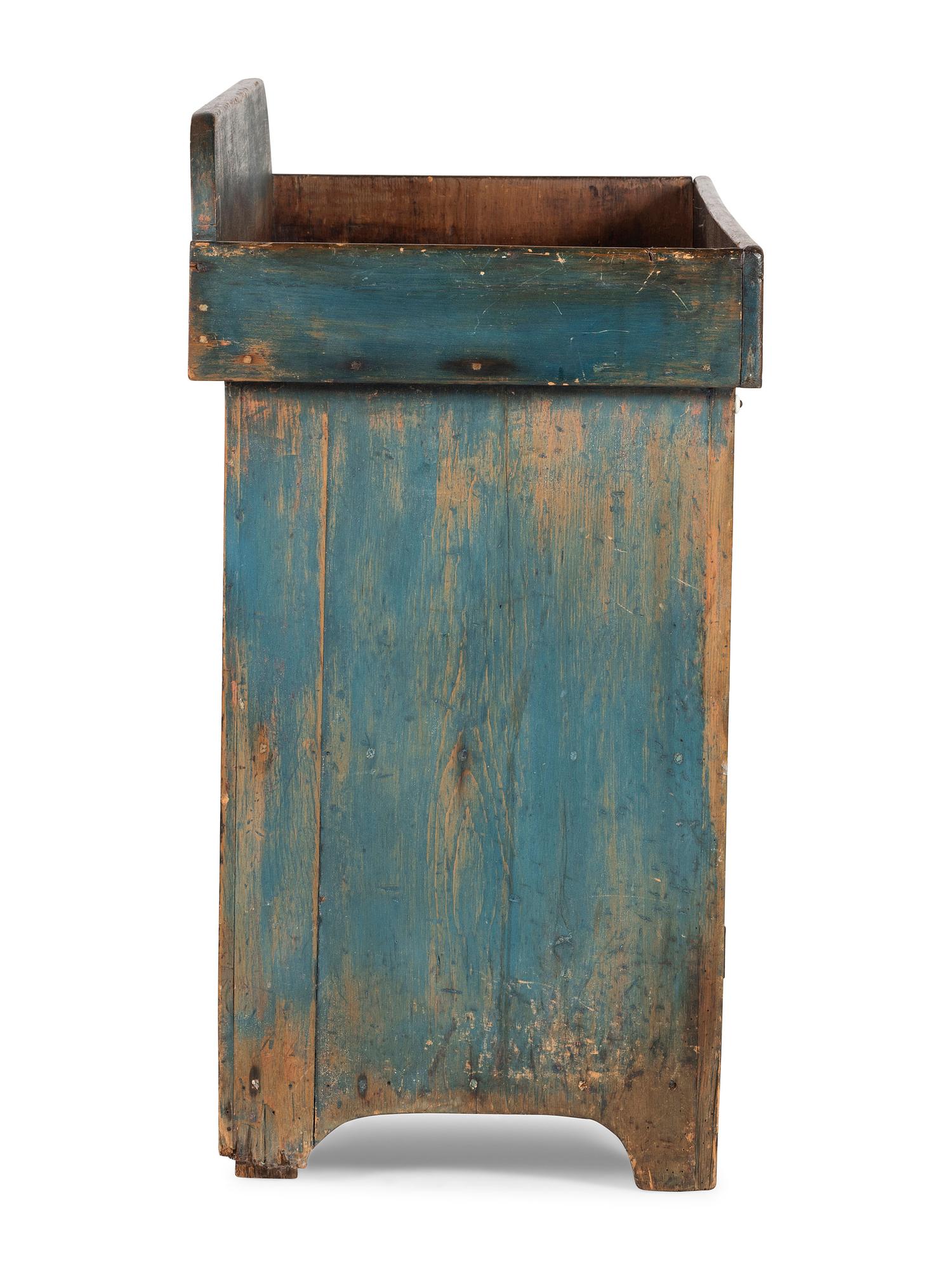 A Country Blue Painted Pine Dry Sink