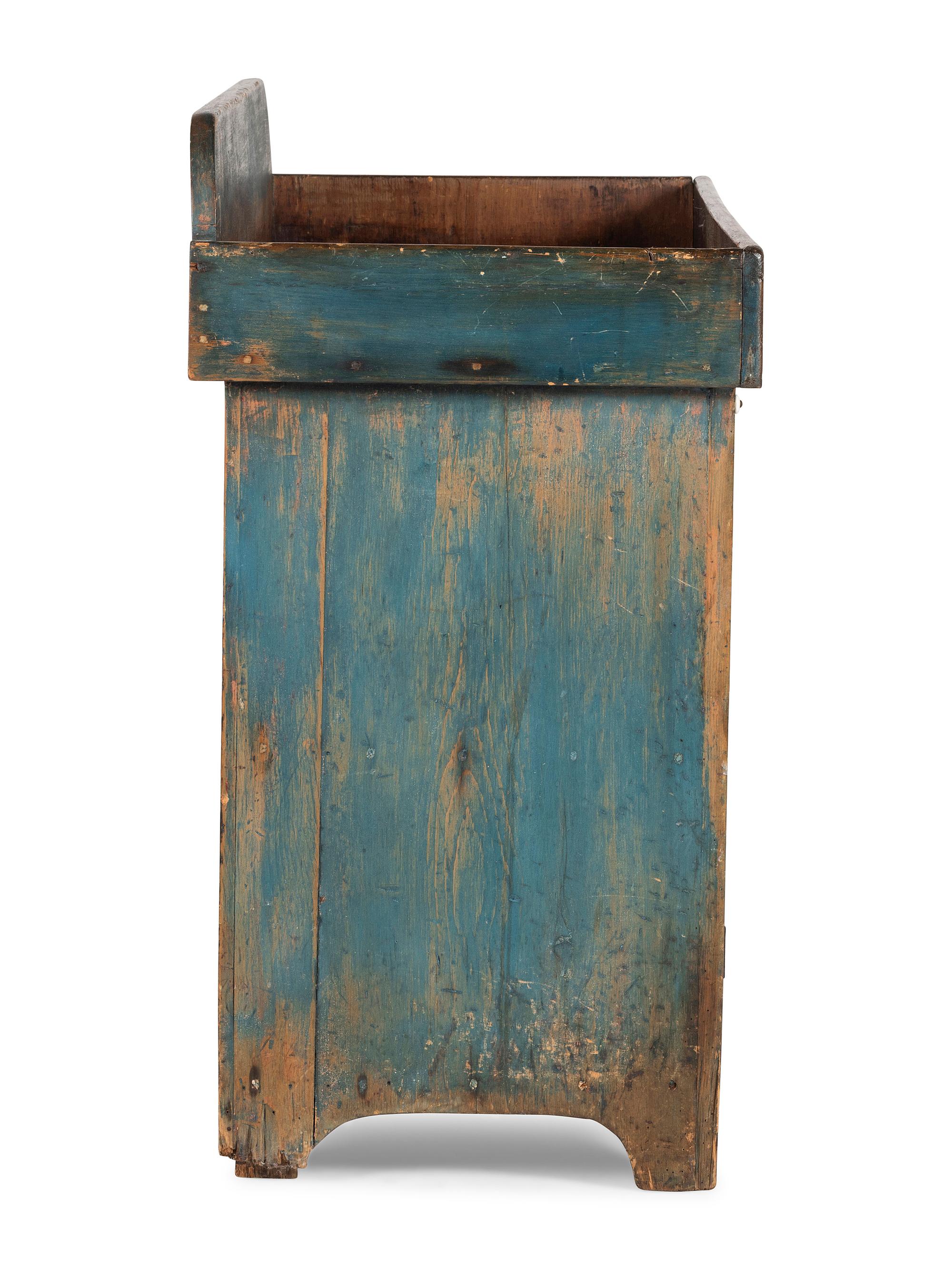 A Country Blue Painted Pine Dry Sink