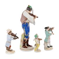 Four Meissen Porcelain Violin Players