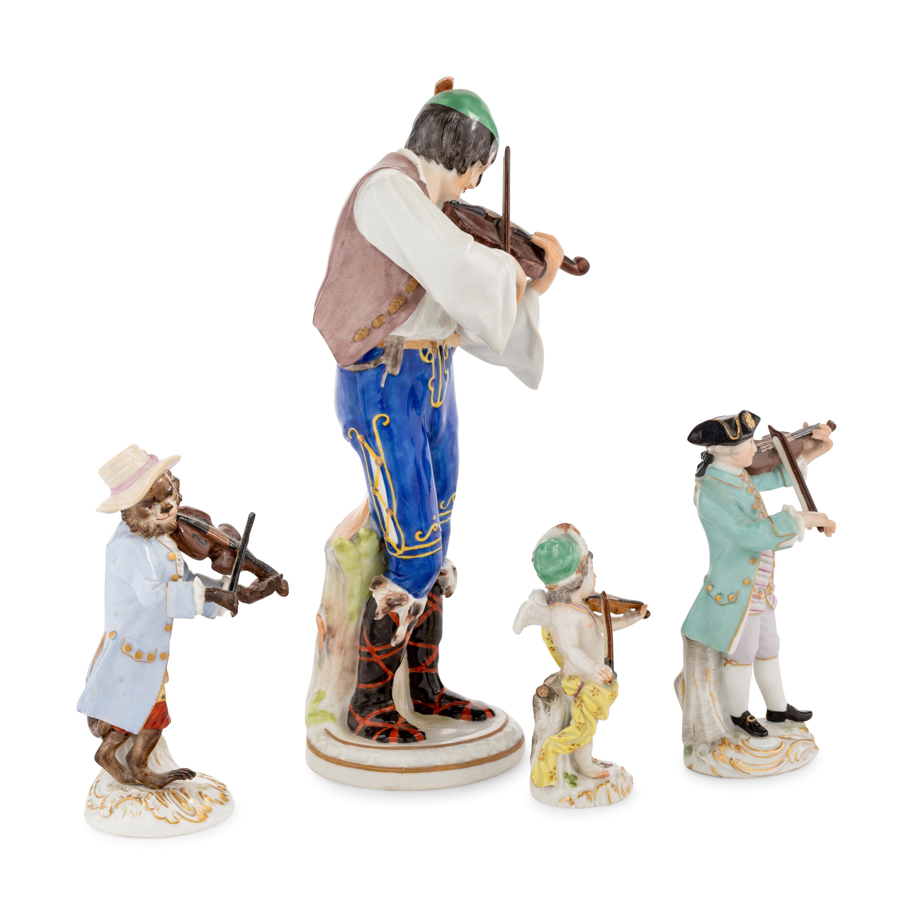Four Meissen Porcelain Violin Players