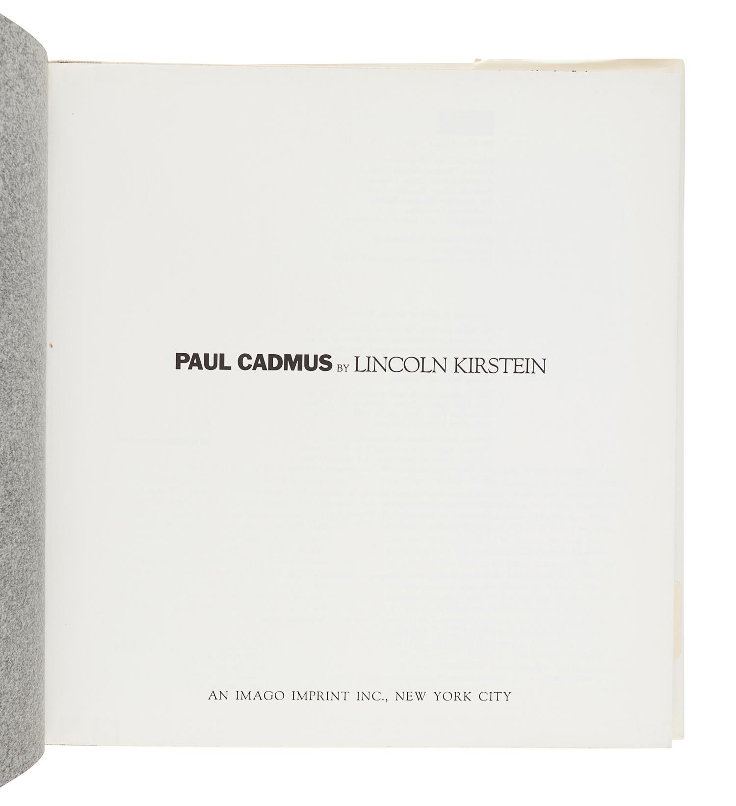 [CADMUS, Paul (1904-1999)]. KIRSTEIN, Lincoln. Paul Cadmus. New York: Imago Imprint Inc, 1984.