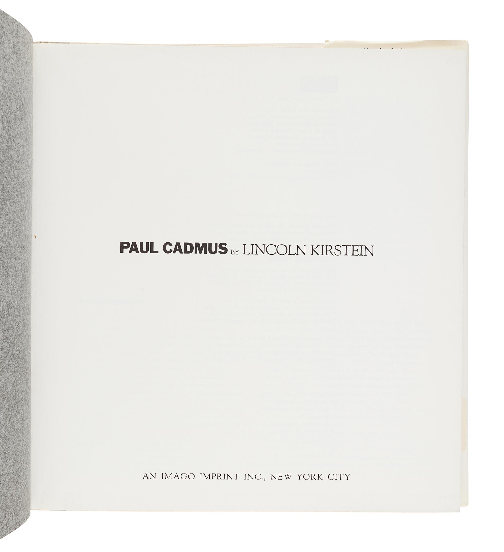 [CADMUS, Paul (1904-1999)]. KIRSTEIN, Lincoln. Paul Cadmus. New York: Imago Imprint Inc, 1984.