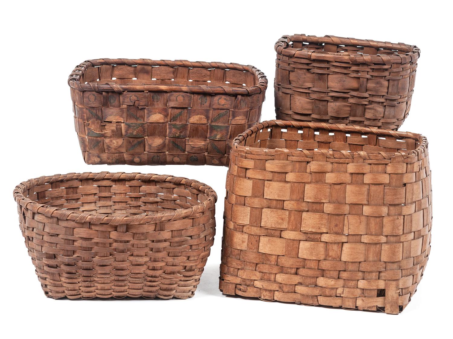Northeastern Split Ash Baskets, with Potato Stamped Decorations