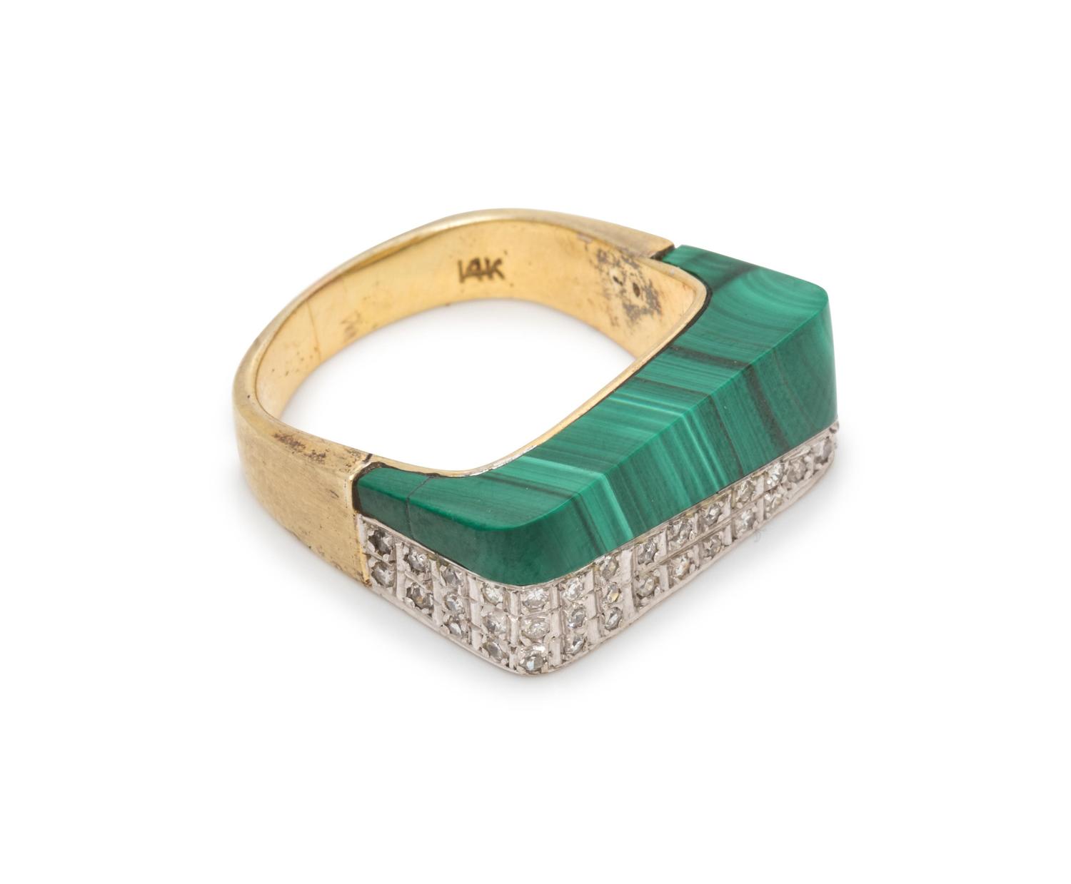 MALACHITE AND DIAMOND RING