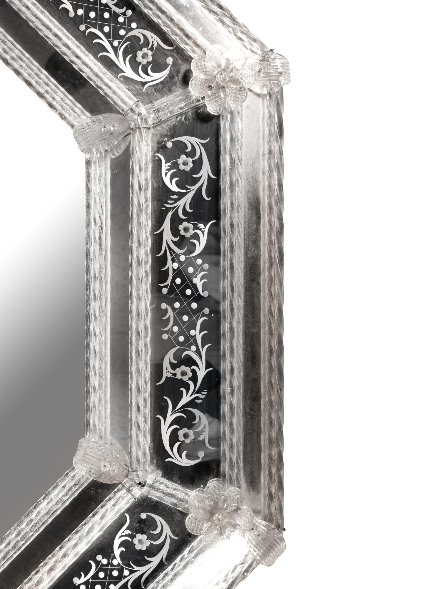 A Venetian Etched Glass Mirror