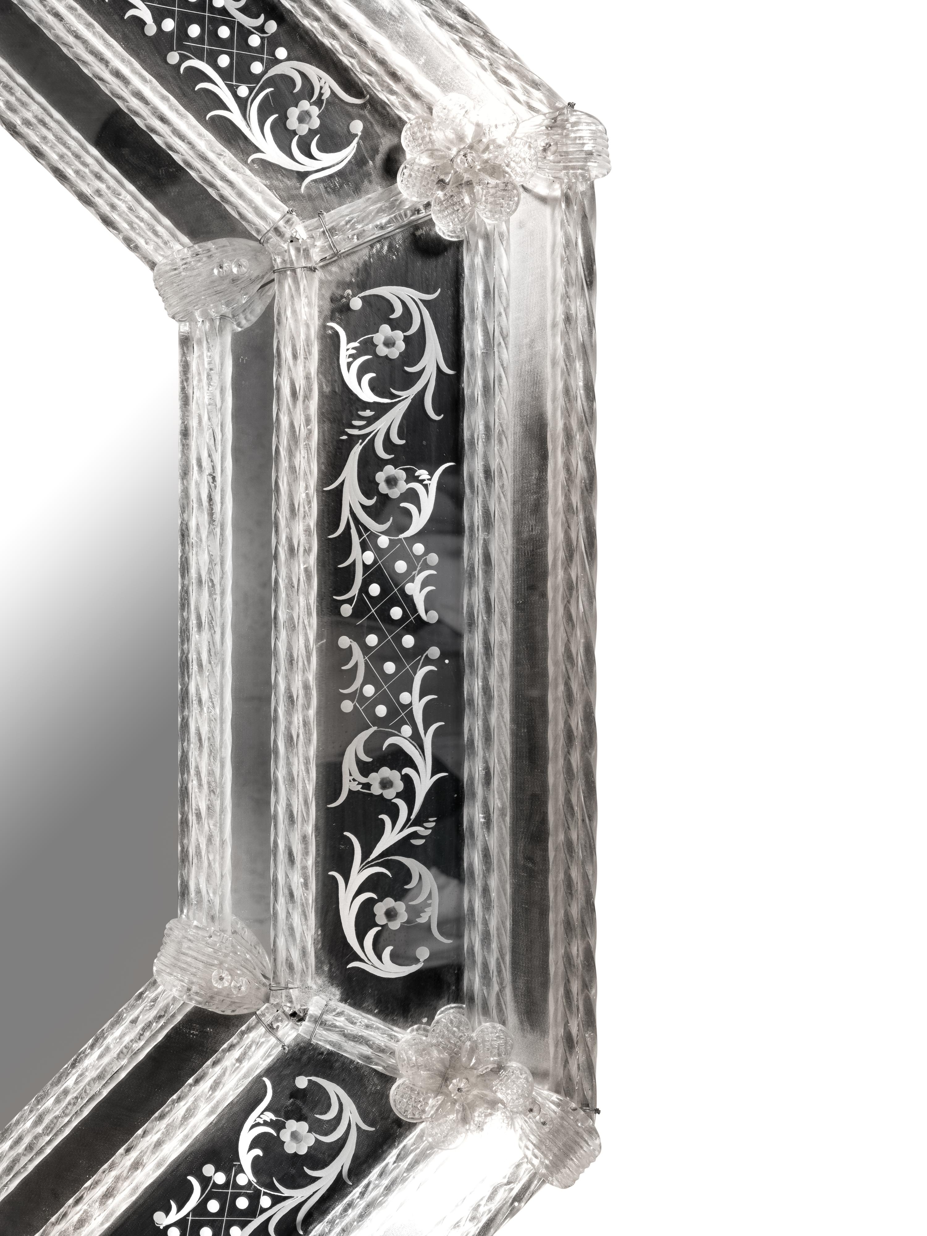 A Venetian Etched Glass Mirror